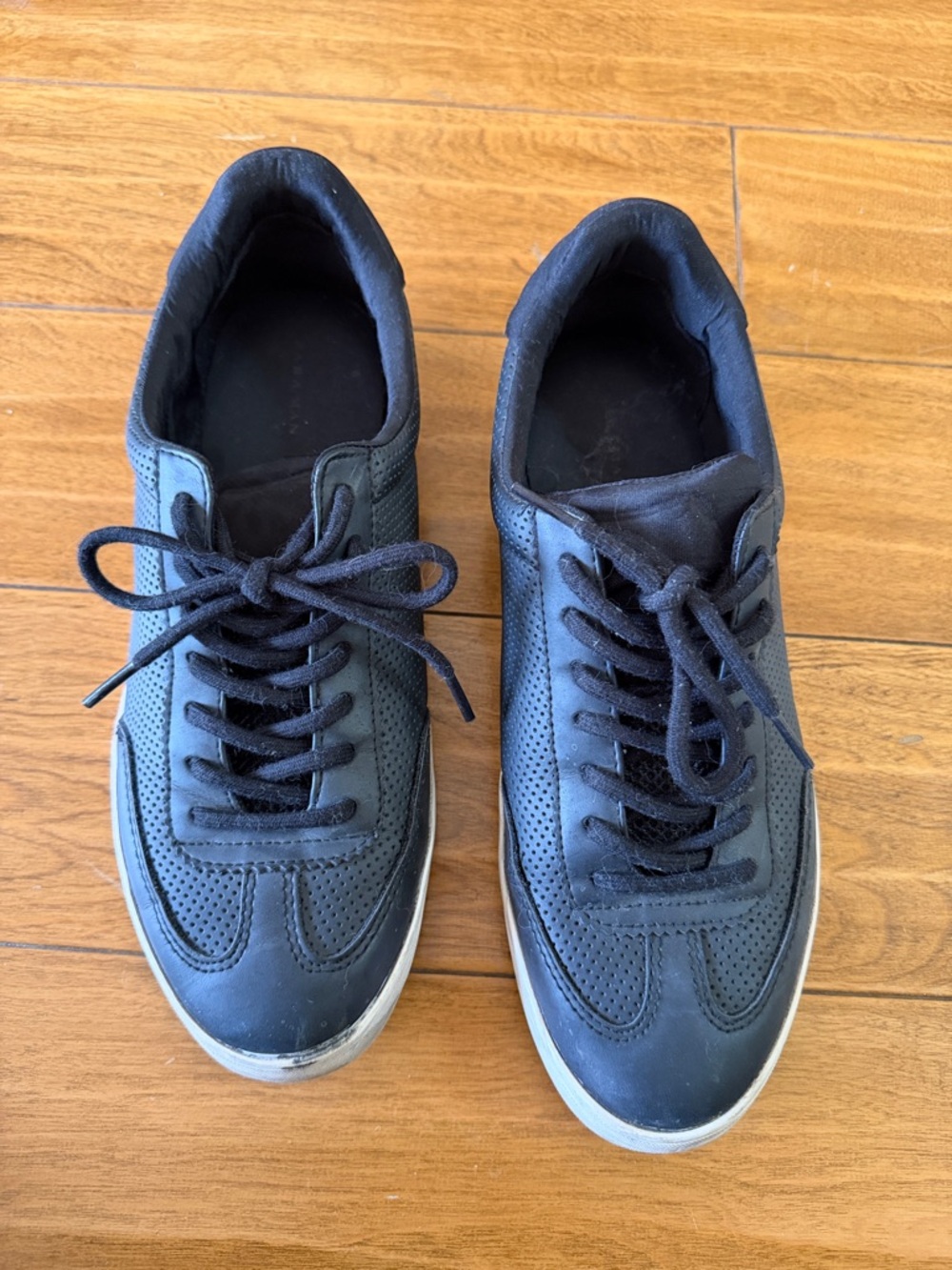 Zara Black Men's Lace-Up Perforated Sneakers